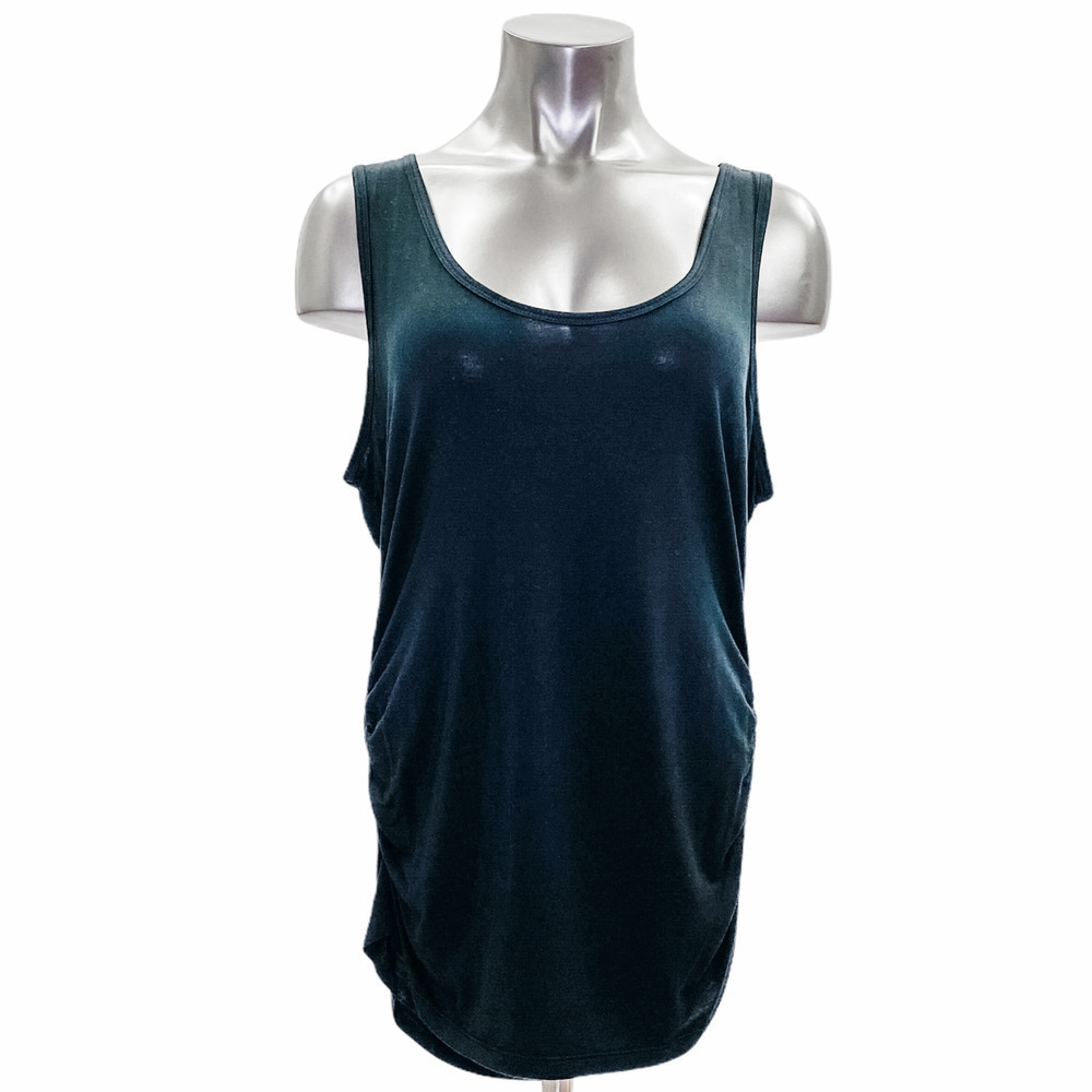 ELLEN Tracy Black Flowy Ruched Tank Top Size Large